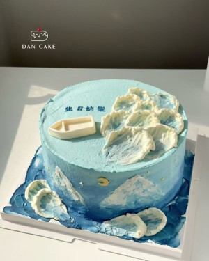 Hand-Painted Wave Cake