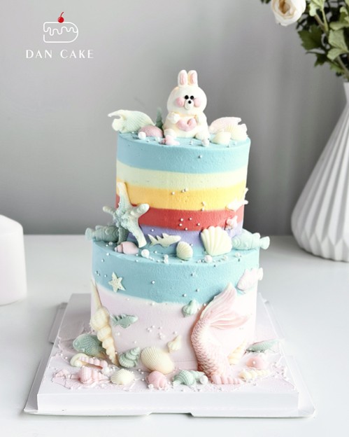 Rainbow Ocean Cake